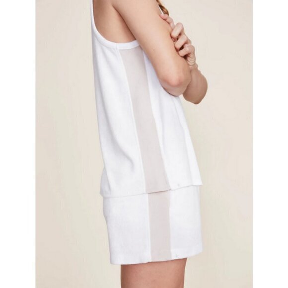 💕BAREFOOT DREAMS💕 Cozy Terry Luxe Chic Mix Tank and Short Set Sea Salt & Stone - Picture 5 of 15